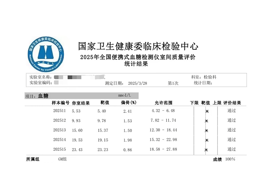  滿(mǎn)分！華廣瑞特血糖監(jiān)測(cè)產(chǎn)品通過(guò)國(guó)家級(jí)室間質(zhì)評(píng)